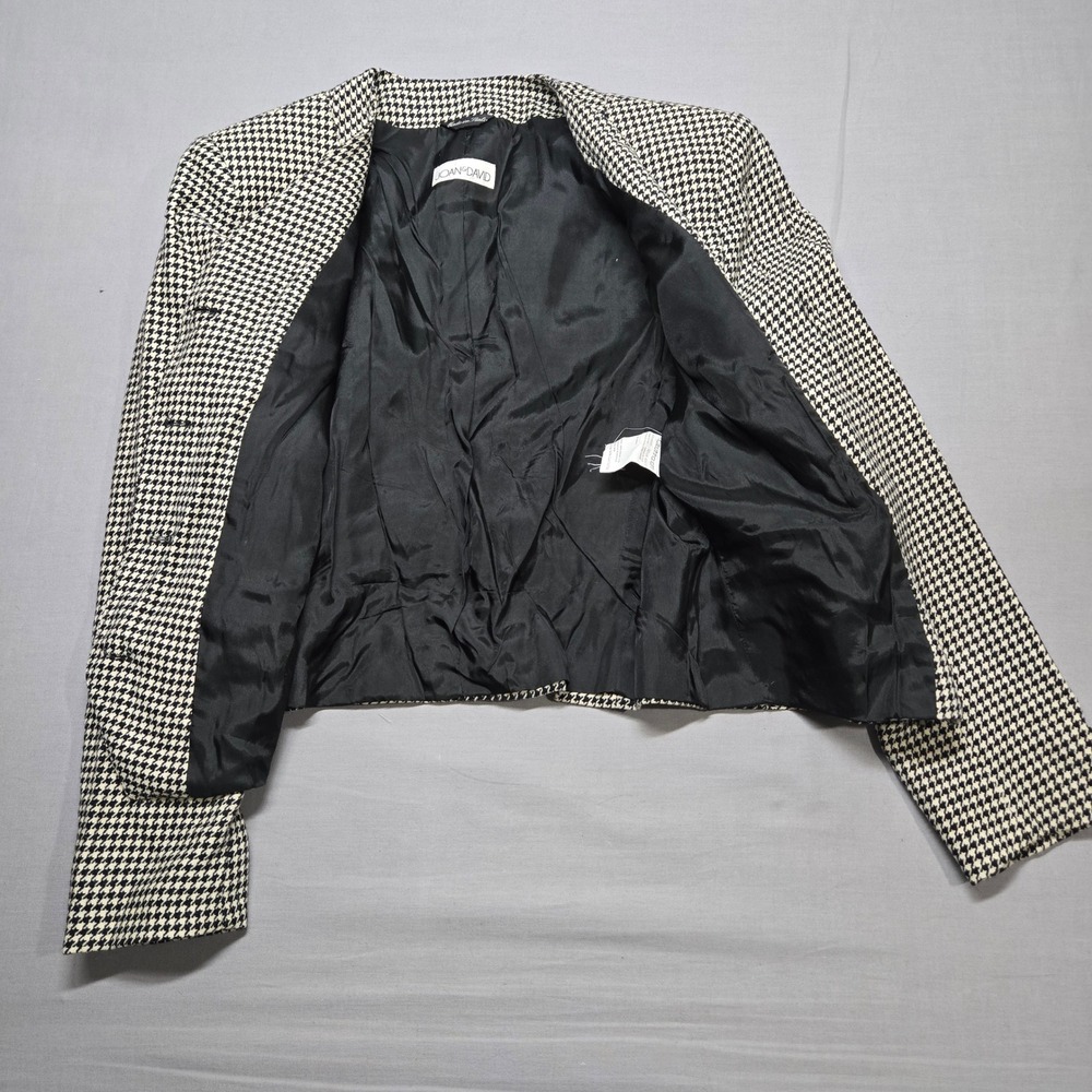 Vintage JOAN & DAVID Houndstooth Cropped Blazer 100% Lambswool Made in Italy - Picture 5 of 15